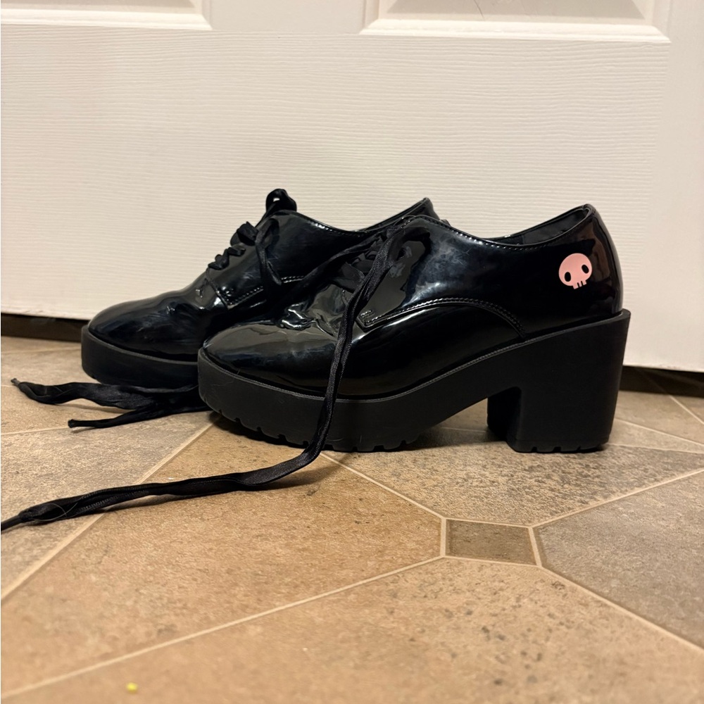 Black Platform Lace-Up Shoes